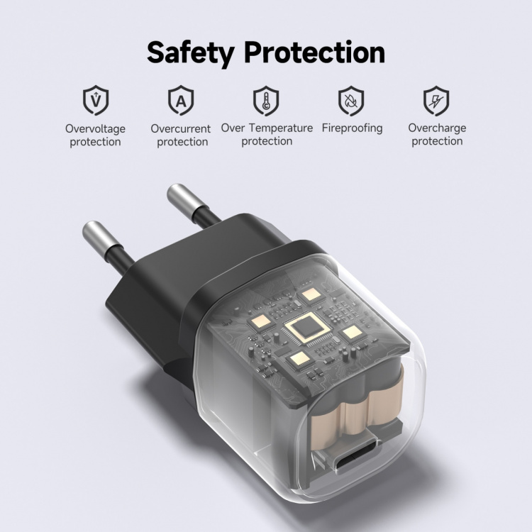 FoneKit Mini 20W -verkkovirtalaturi, USB-C, musta