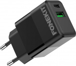 FoneKit Double 20W -laturi, USB-C + USB-A, musta