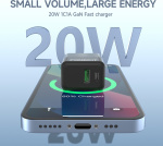 FoneKit Double 20W -laturi, USB-C + USB-A, musta