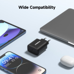 FoneKit GaN PD 65W -verkkovirtalaturi, USB-C, musta