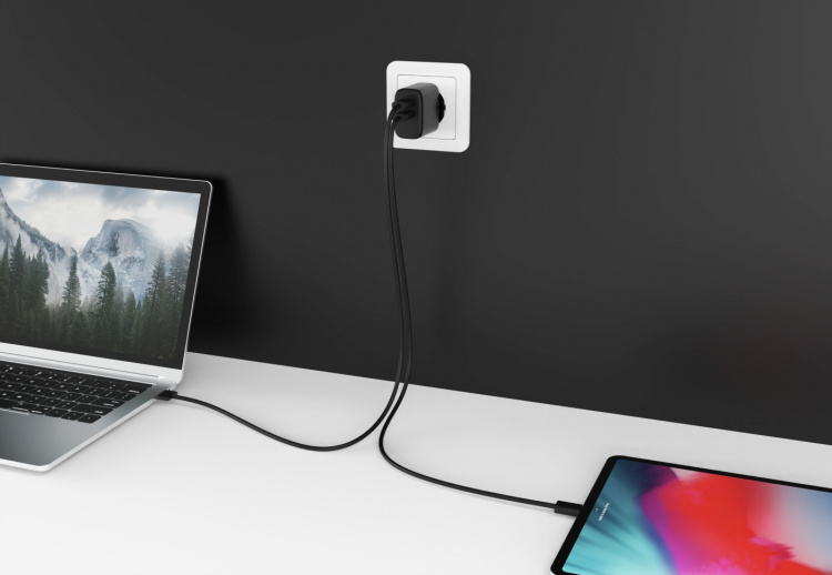 FoneKit GaN PD 65W -verkkovirtalaturi, USB-C + USB-C, musta