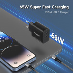 FoneKit GaN PD 65W -verkkovirtalaturi, USB-C + USB-C, musta