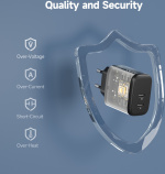 FoneKit GaN PD 65W -verkkovirtalaturi, USB-C + USB-C, musta