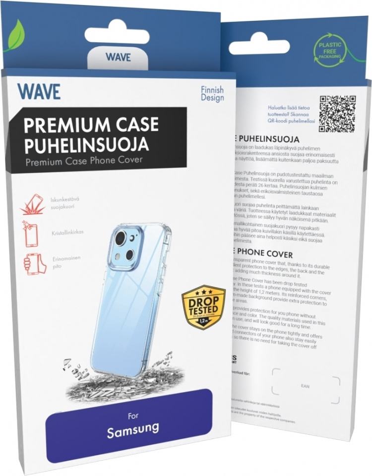 Wave Premium Case -suojakuori, Samsung Galaxy A14 5G, läpinäkyvä
