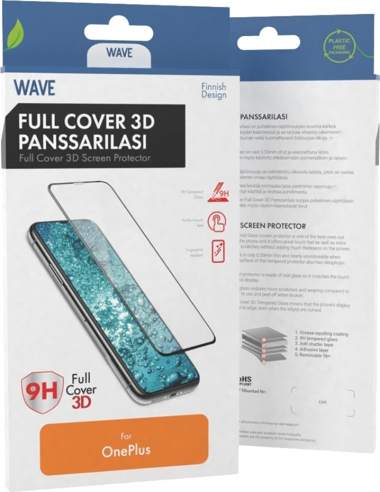 Wave Full Cover -panssarilasi, OnePlus 12, musta kehys