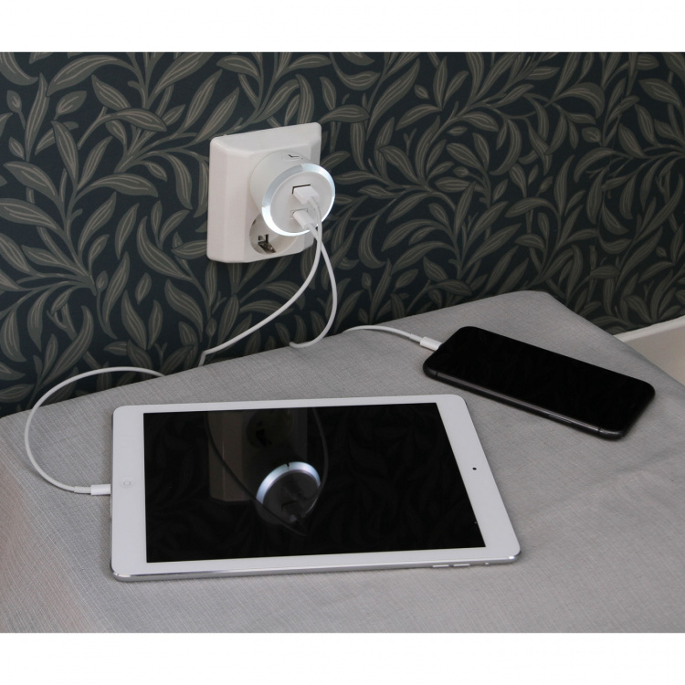 CAPiDi Turva-ajastin USB A+C 1-4 3.4A Valkoinen