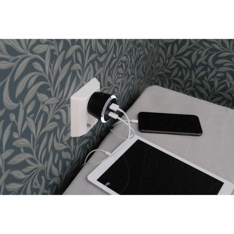 CAPiDi Turva-ajastin USB A+C 1-4 3.4A Musta