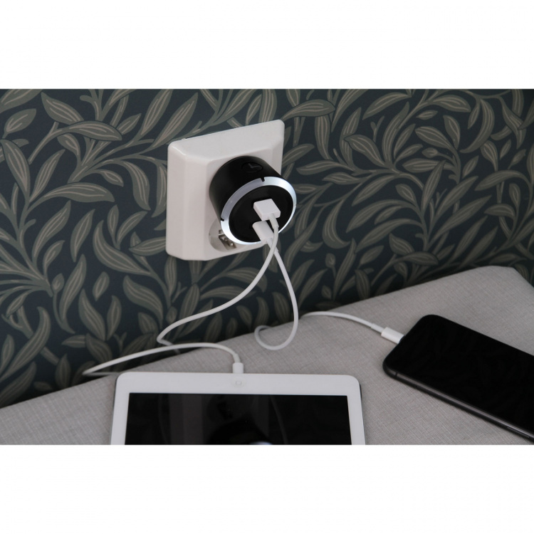 CAPiDi Turva-ajastin USB A+C 1-4 3.4A Musta