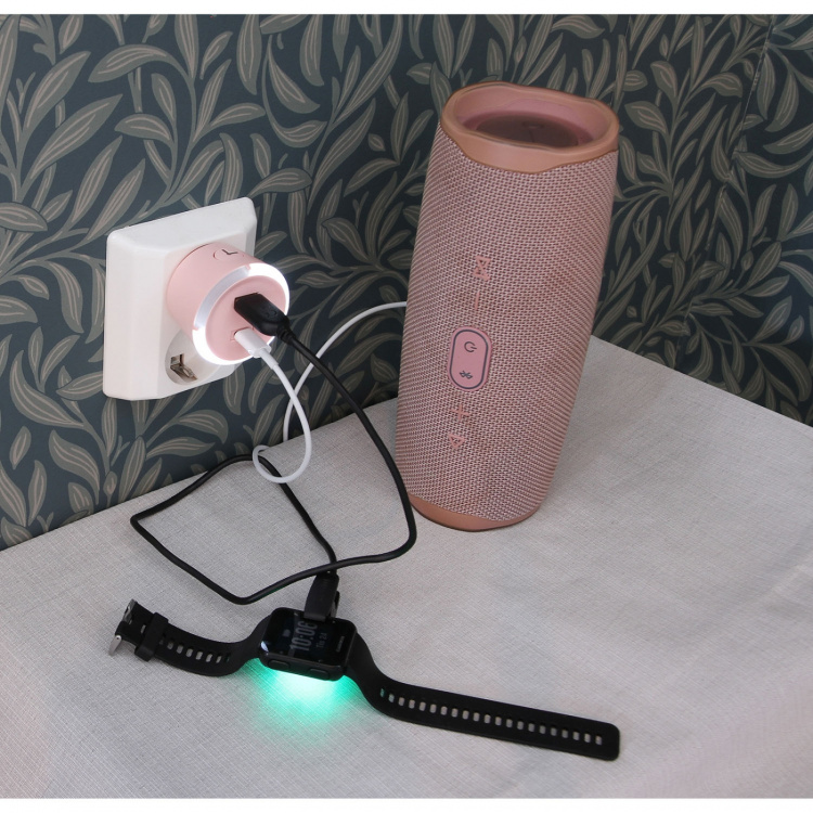 CAPiDi Turva-ajastin USB A+C 1-4 3.4A Pinkki