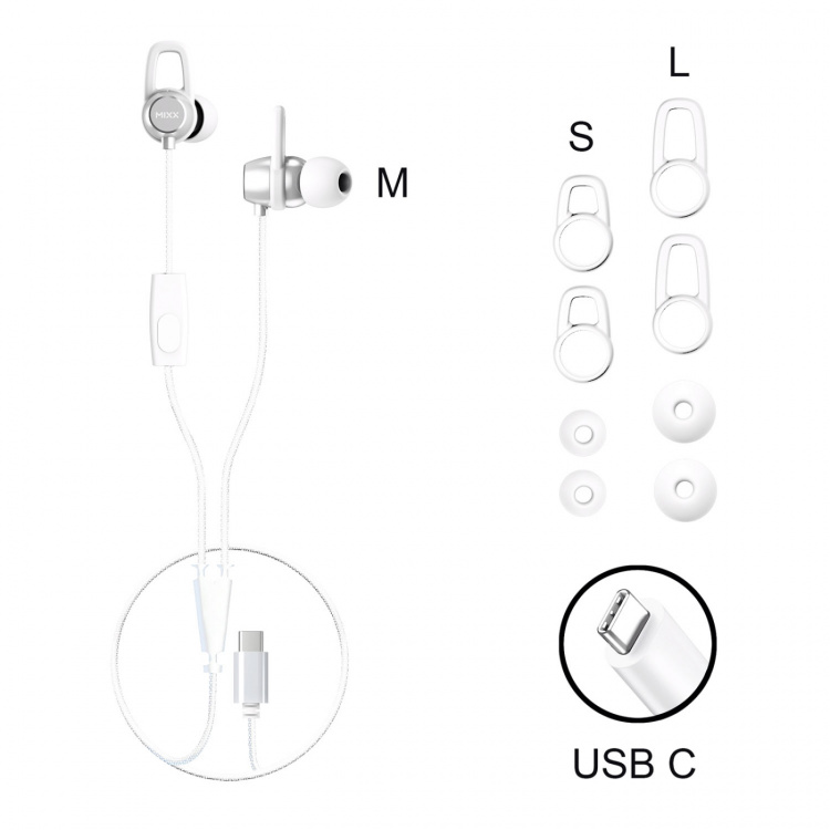 MIXX Kuulokke Soundport USB-C In-Ear Langalliset Valkoinen