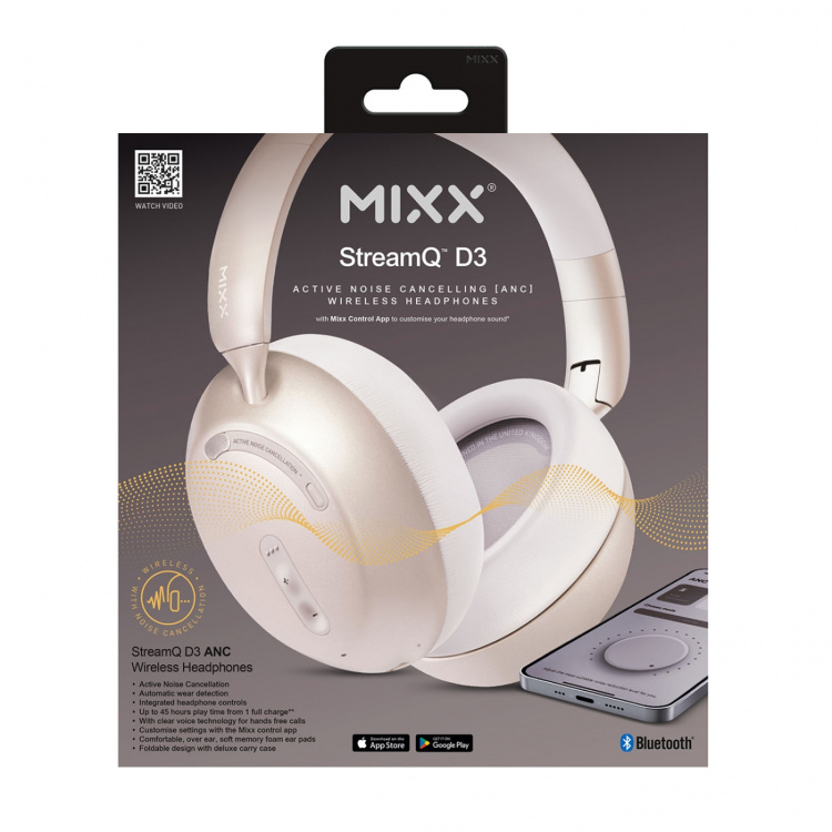 MIXX Kuulokke StreamQ D3 ANC Over-Ear Langaton Hiekka