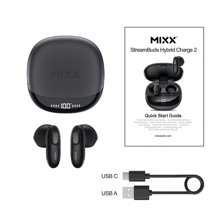 MIXX Kuulokke Hybrid Charge 2 In-Ear Tws Qi Langattomat Musta MIXX Kuulokke Hybrid Charge 2 In-Ear Tws Qi Langattomat Musta