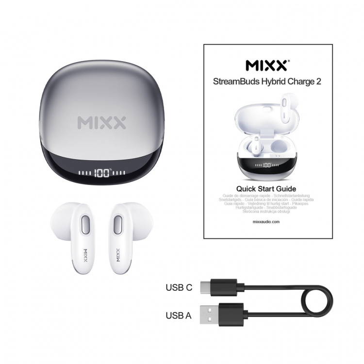 MIXX Kuulokke Hybrid Charge 2 In-Ear Tws Qi Langattomat Valkoinen MIXX Kuulokke Hybrid Charge 2 In-Ear Tws Qi Langattomat Valkoinen