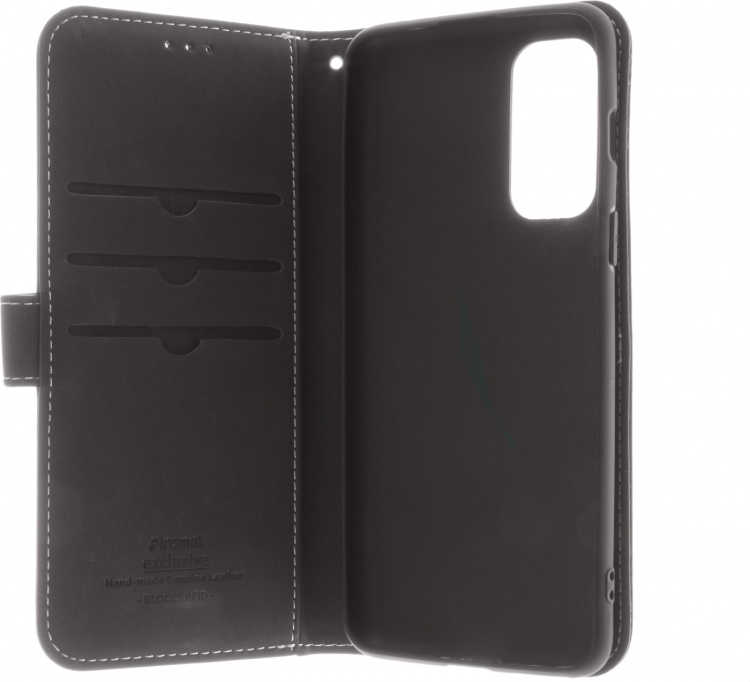 Insmat Exclusive Flip Case -lompakkokotelo, OnePlus Nord 2 5G, musta