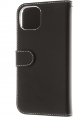 Insmat Exclusive Flip Case -lompakkokotelo, iPhone 14, musta