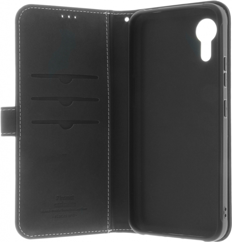 Insmat Exclusive Flip Case -lompakkokotelo, Samsung Galaxy XCover7, musta