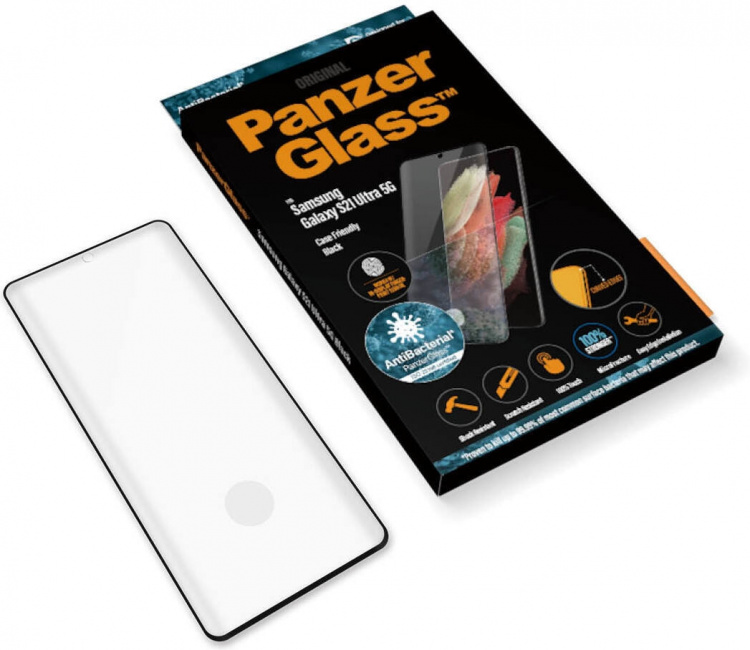 PanzerGlass Case Friendly Fingerprint-panssarilasi, Galaxy S21 Ultra, musta