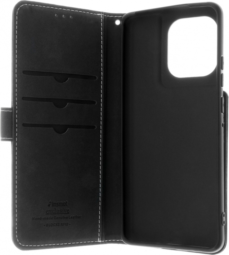 Insmat Exclusive Flip Case -lompakkokotelo, Motorola Edge 50 Pro, musta