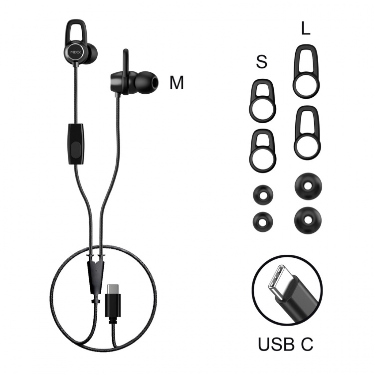 MIXX Kuulokke Soundport USB-C In-Ear Langalliset Musta