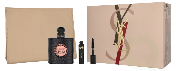 Yves Saint Laurent YSL Black Opium Giftset 52 ml Edp Spray 50ml/#01 Mini Lash Clash 2ml/Pouch