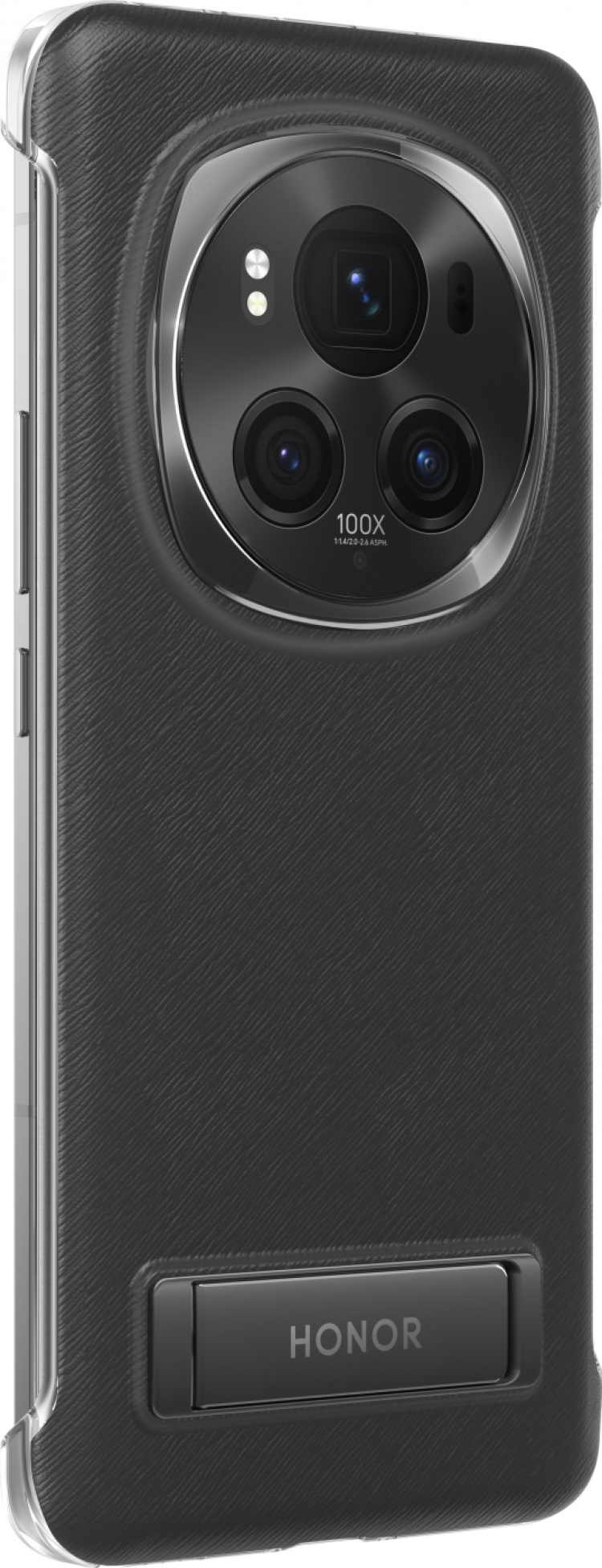 Honor Magic6 Pro -suojakuori telineellä, musta