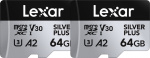 Lexar microSDXC Professional SILVER Plus UHS-I/U3/A2/4K R205/W100 (V30) - SILVER - 64GB - 2kpl - 2pack Lexar microSDXC Professional SILVER Plus UHS-I/U3/A2/4K R205/W100 (V30) - SILVER - 64GB - 2kpl - 2pack