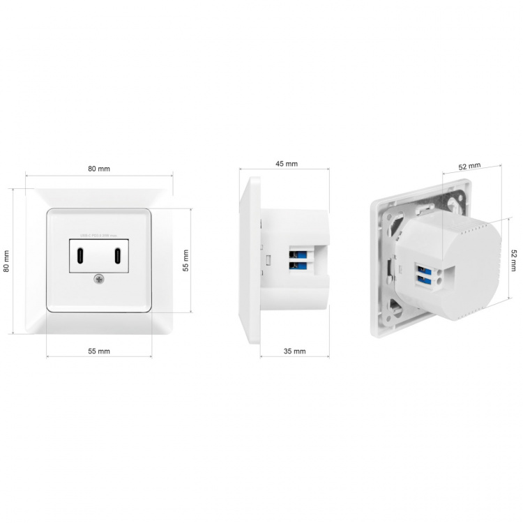 LogiLink Vägguttag med 2xUSB-C PD 25W LogiLink Vägguttag med 2xUSB-C PD 25W