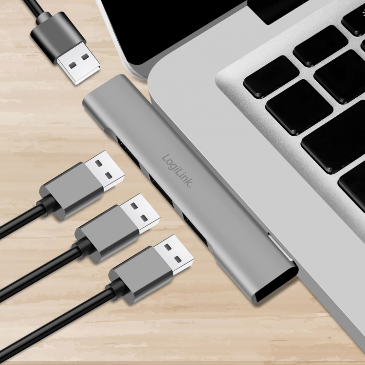LogiLink Ultraslim 4-port USB-C hub 1 x USB-A3.0, 3 x USB-A2.0