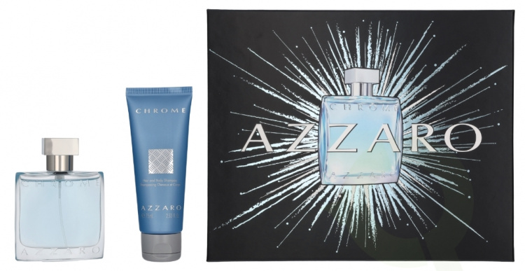Azzaro Chrome Giftset 125 ml Edt Spray 50ml/Hair & Body Shampoo 75ml