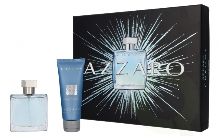 Azzaro Chrome Giftset 125 ml Edt Spray 50ml/Hair & Body Shampoo 75ml