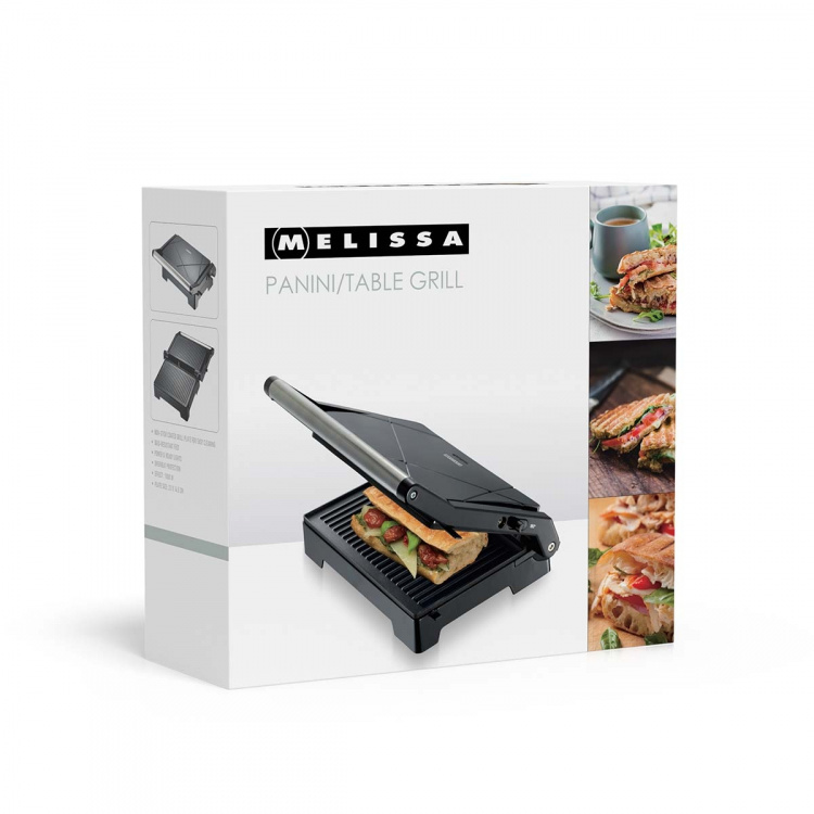 MELISSA Paninigrilli ja kontaktigrilli tarttumattomalla pinnoitteella ja ylikuumenemissuojalla 1000W Musta MELISSA Paninigrilli ja kontaktigrilli tarttumattomalla pinnoitteella ja ylikuumenemissuojalla 1000W Musta