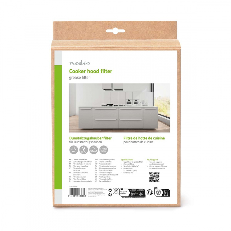 Nedis Liesituulettimen Rasvasuodatin | 57 x 47 cm | Vaihtotarpeen indikaattori | Leikattava