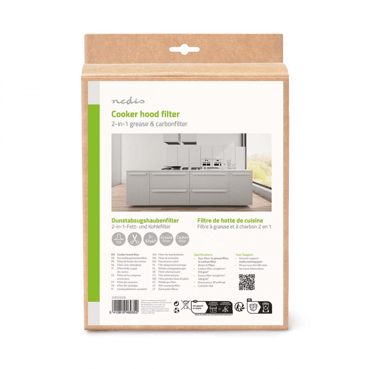 Nedis Yleissuodatinsarja Liesituulettimelle | Hiilisuodatin | 57 x 47 cm | Vaihtotarpeen indikaattori | Leikattava | 2 kpl