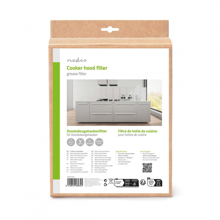 Nedis Liesituulettimen Rasvasuodatin | 57 x 47 cm | Vaihtotarpeen indikaattori | Leikattava