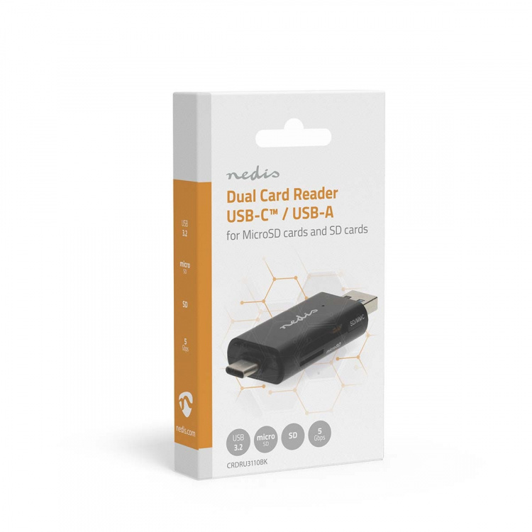 Nedis Kortinlukija | microSD (TF) / microSDHC (TF) / microSDXC (TF) / SD / SDHC / SDXC | USB 3.2 Gen1