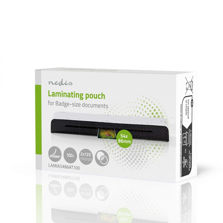 Nedis Laminointifilmi | 54x86mm | Paksuus: 125 µm | Pakattu per: 100 kpl | PET | Läpikuultava