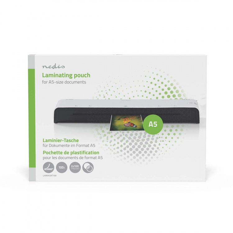 Nedis Laminointifilmi | A5 | Paksuus: 100 µm | Pakattu per: 100 kpl | PET | Läpikuultava