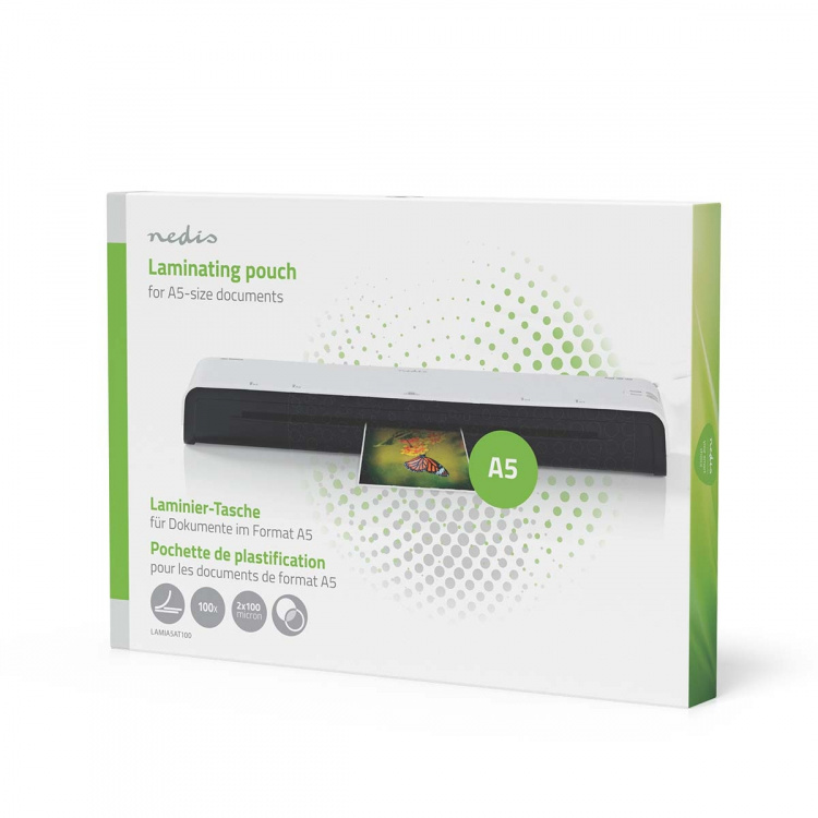 Nedis Laminointifilmi | A5 | Paksuus: 100 µm | Pakattu per: 100 kpl | PET | Läpikuultava