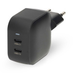 Nedis Seinälaturi | 45 W | GaN | PD3.0 | Pikalataus-toiminto | 2.25 A / 3.0 A | Lähtöliitäntöjen määrä: 2 | 2x USB-C™ | Automaattinen Jännitteen Valinta | Musta
