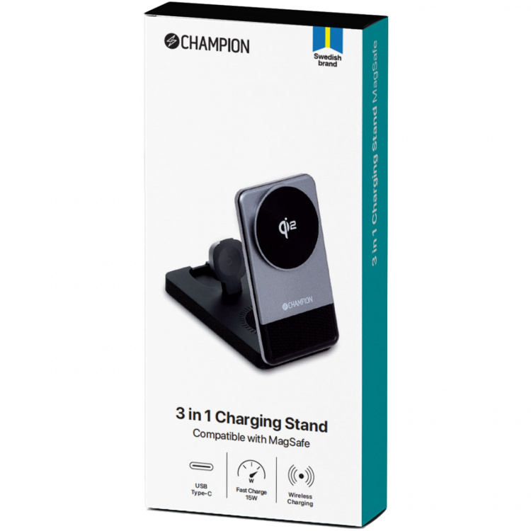 Champion 3-in-1 Laddställ QI2 15W