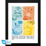 Abysse Kehystetty tuloste Pikachu & Kanto Starters - 30,5 x 40,6 cm