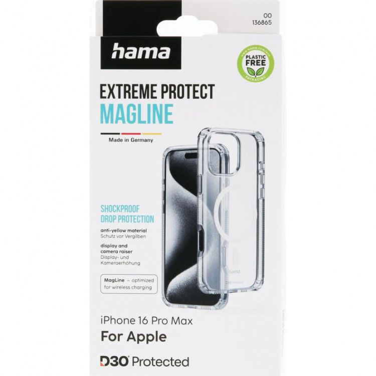 Hama Suojakuori Extreme Protect iPhone 16 Pro Max MagKotelo Läpinäkyvä