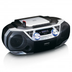 Lenco Kannettava Boombox, jossa on DAB+/FM-radio, Bluetooth®, CD, kasettinauhuri ja USB-soitin Hopea