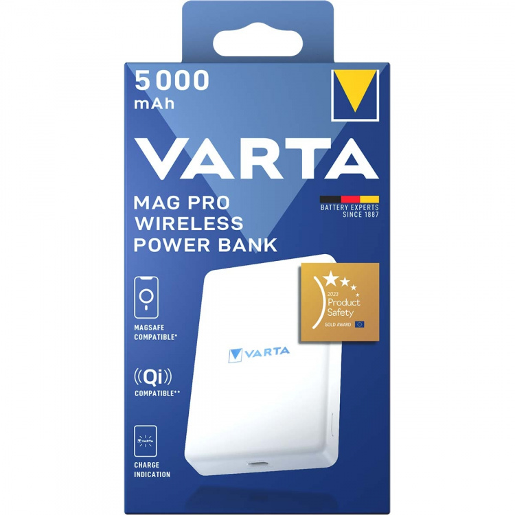Varta Mag Pro Wireless Power Bank 5.000mAh - Valkoinen painos
