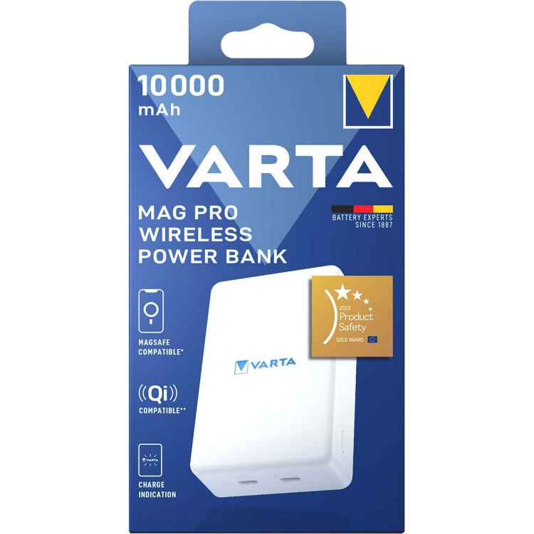 Varta Mag Pro Wireless Power Bank 10.000mAh - Valkoinen painos Varta Mag Pro Wireless Power Bank 10.000mAh - Valkoinen painos