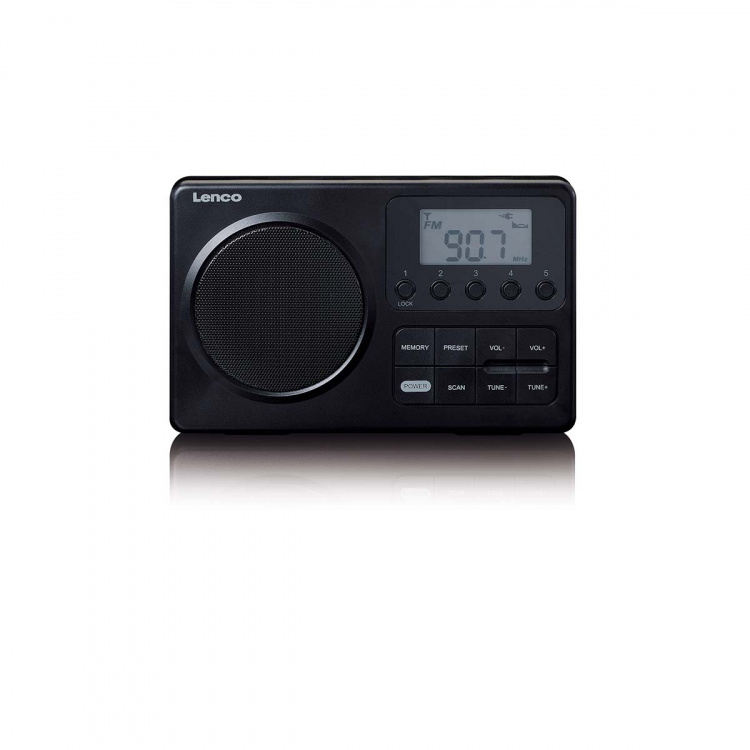 Lenco MPR-035BK Kompakti kannettava FM-radio LCD-näytöllä Musta