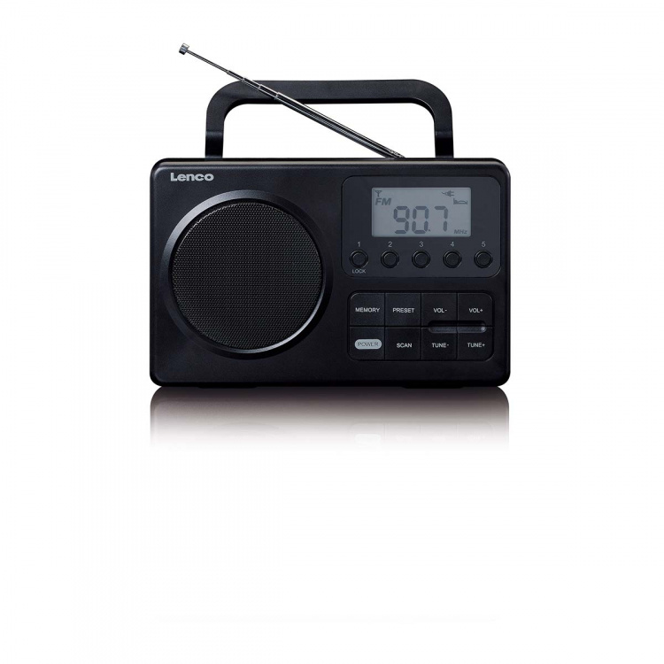 Lenco MPR-035BK Kompakti kannettava FM-radio LCD-näytöllä Musta