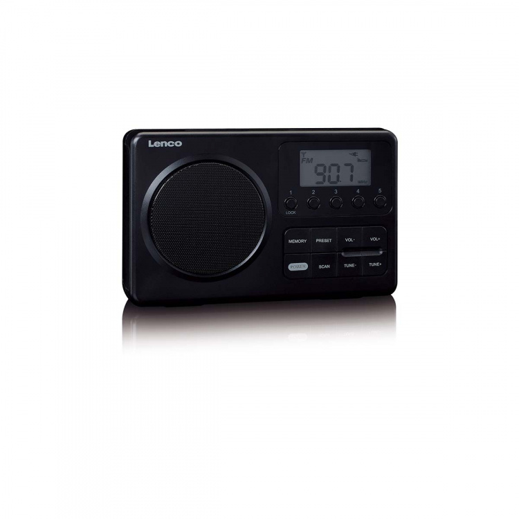 Lenco MPR-035BK Kompakti kannettava FM-radio LCD-näytöllä Musta