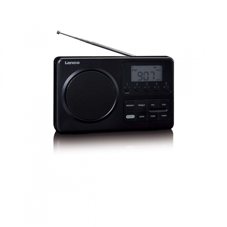 Lenco MPR-035BK Kompakti kannettava FM-radio LCD-näytöllä Musta