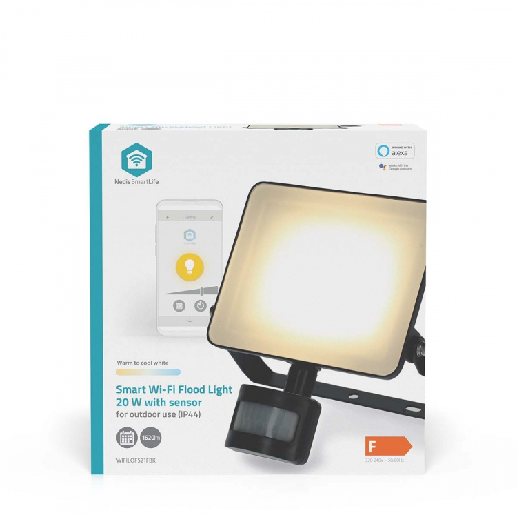 Nedis Smartlife Outdoor Light | Liiketunnistin | 1620 lm | Wi-Fi | 20 W | Lämpimästä kylmään valkoiseen | 3000 - 6500 K | Alumiini | Android™ / IOS